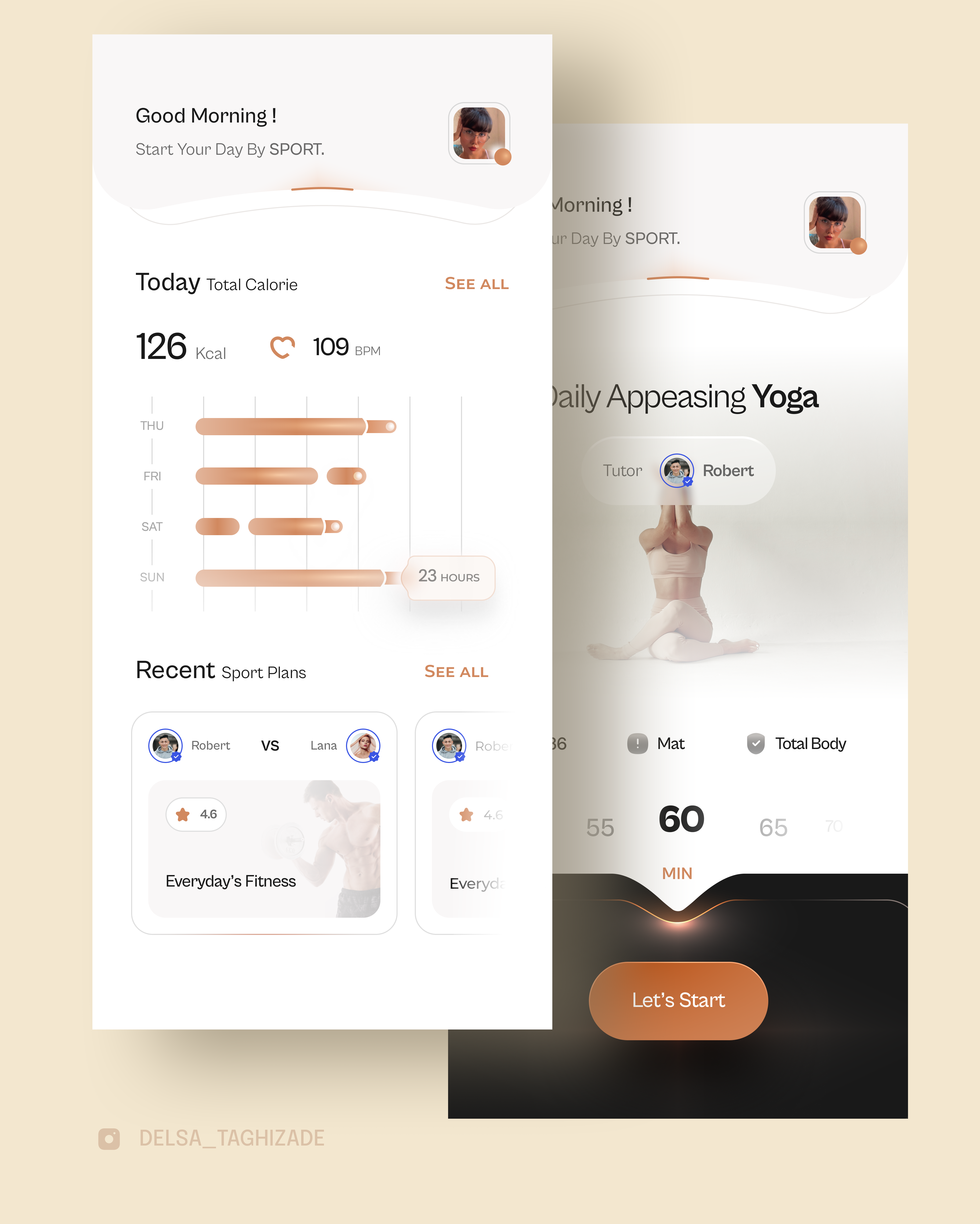 Sport & Exercise Mobile App UI UX Design 🧘🏻‍♀️ app exercise figma fitness minimal mobile ui uidesign ux uxdesign yoga