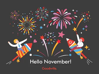 November Banner for Goodwille. bonfire branding character colour design designer digital art digital illustration digitalart dynamic fireworks graphic design illustration illustration art illustrator logo november winter