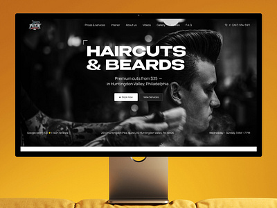 Barbershop in Philly landing page web design adaptive barbershop barbershop website brutalist design clean layout creative portfolio dark theme framer grooming brand interactive design landing page minimal design modern website responsive design service business website ui usecase ux ux design web design