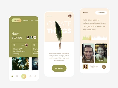 Collab Writting Mobile App app clean design flat mobile ui ux