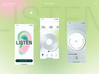 LISTEN — mood based design music app animation app branding clean design concept design emotional gradient micro interaction minimal mood mood based motion design music music app product design soft sound ui vinyl