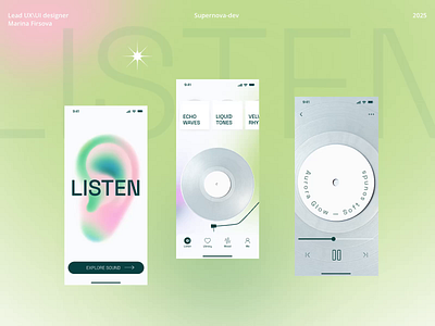 LISTEN — mood based design music app animation app branding clean design concept design emotional gradient micro interaction minimal mood mood based motion design music music app product design soft sound ui vinyl