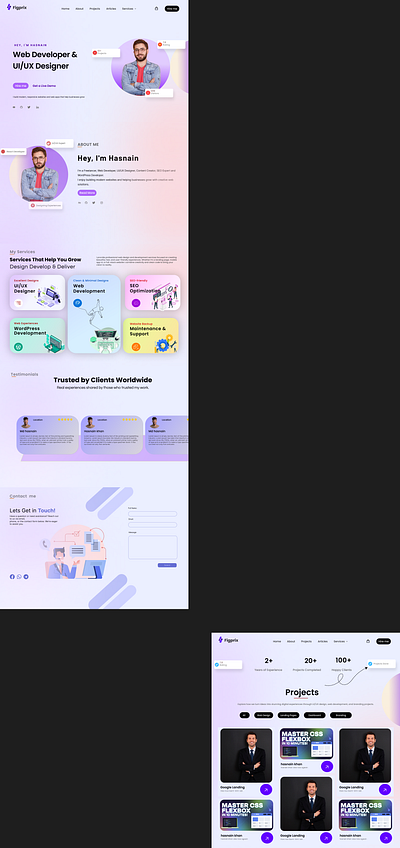Modern Portfolio Website UI – Designed in Figma 3d animation branding design figma graphic design illustration landing page logo modern ui motion graphics personal website portfolio ui ui design web design