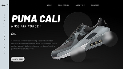 Shoe Product Landing Page with Gradient Background | Figma Desig 3d branding dark theme ecommerce figma graphic design landing page logo modern ui motion graphics nike product page shoe design sneaker ui web design