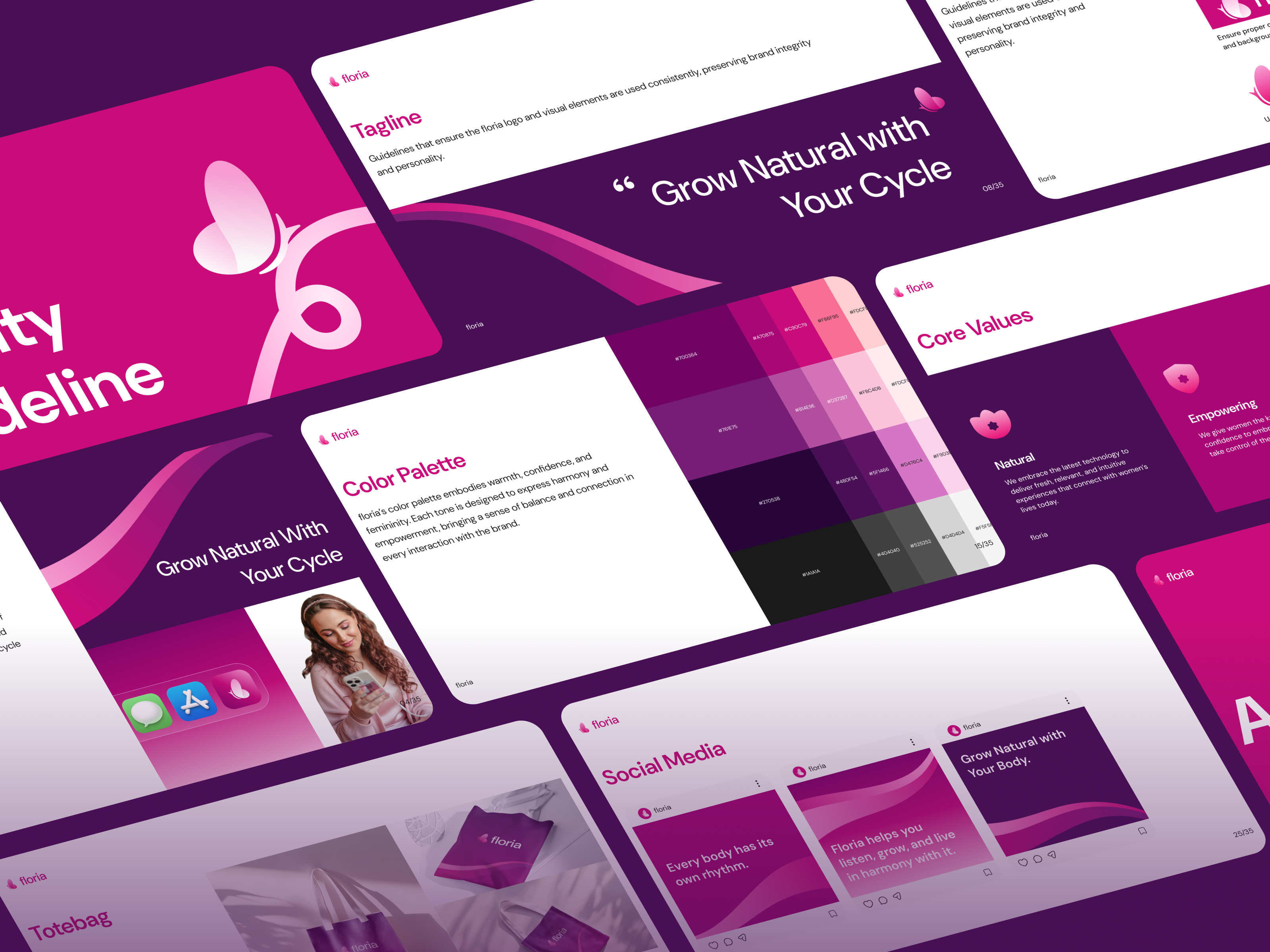 Floria - Brand Identity Guidelines Kit brand brand guidelines brand identity brand identity guidelines branding branding kit design graphic design period scalixa scalixa studio woman