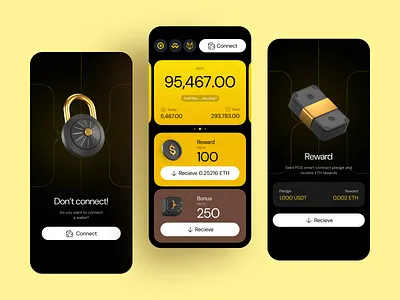 Crypto Wallet App — Rewards, Security & Smart Finance app design crypto app crypto wallet cryptocurrency design figma finance app fintech design interface ios mobile app neobanking neumorphism personal finance product design ui ux wallet ui web3 design