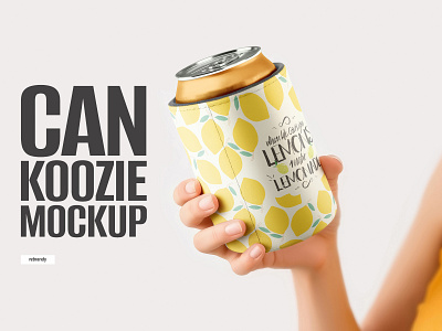 Can Koozie Mockup alcohol aluminum aqua beer can can koozie canned drink drops fizzy pop fluid jar liquid metallic ml mockup slo mo soda splash tin
