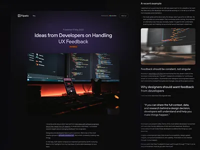 Flipatic Blog — Clean, Editorial Layout in Dark Mode autentika blog layout content platform dark mode editorial design product design readability typography ui design ux design web design