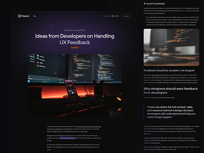 Flipatic Blog — Clean, Editorial Layout in Dark Mode autentika blog layout content platform dark mode editorial design product design readability typography ui design ux design web design