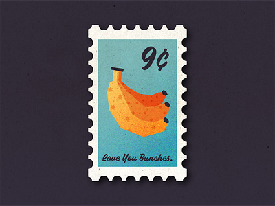 Love You Bunches. adobe illustrator banana color cute design fruit fruits graphic design illustration illustrator love romance stamp stamps texture valentine valentines day vector