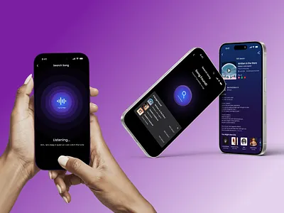 Music Finder App - UI Design blue design dark mode mobile finder music mobile app music app music app mobile music finder music finder app music finder mobile music finder ui design purple design songs app songs lyric songs mobile