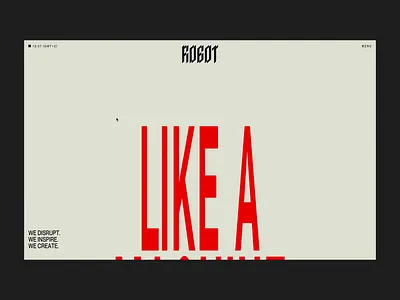 Robot agency branding bold bold colours bold typography brand identity colour palette creative agency site editorial layout film content studio full width hero immersive visuals interactive scroll logo redesign production company site responsive design studio portfolio ux ui web design