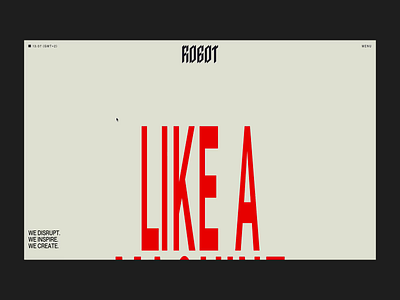 Robot agency branding bold bold colours bold typography brand identity colour palette creative agency site editorial layout film content studio full width hero immersive visuals interactive scroll logo redesign production company site responsive design studio portfolio ux ui web design