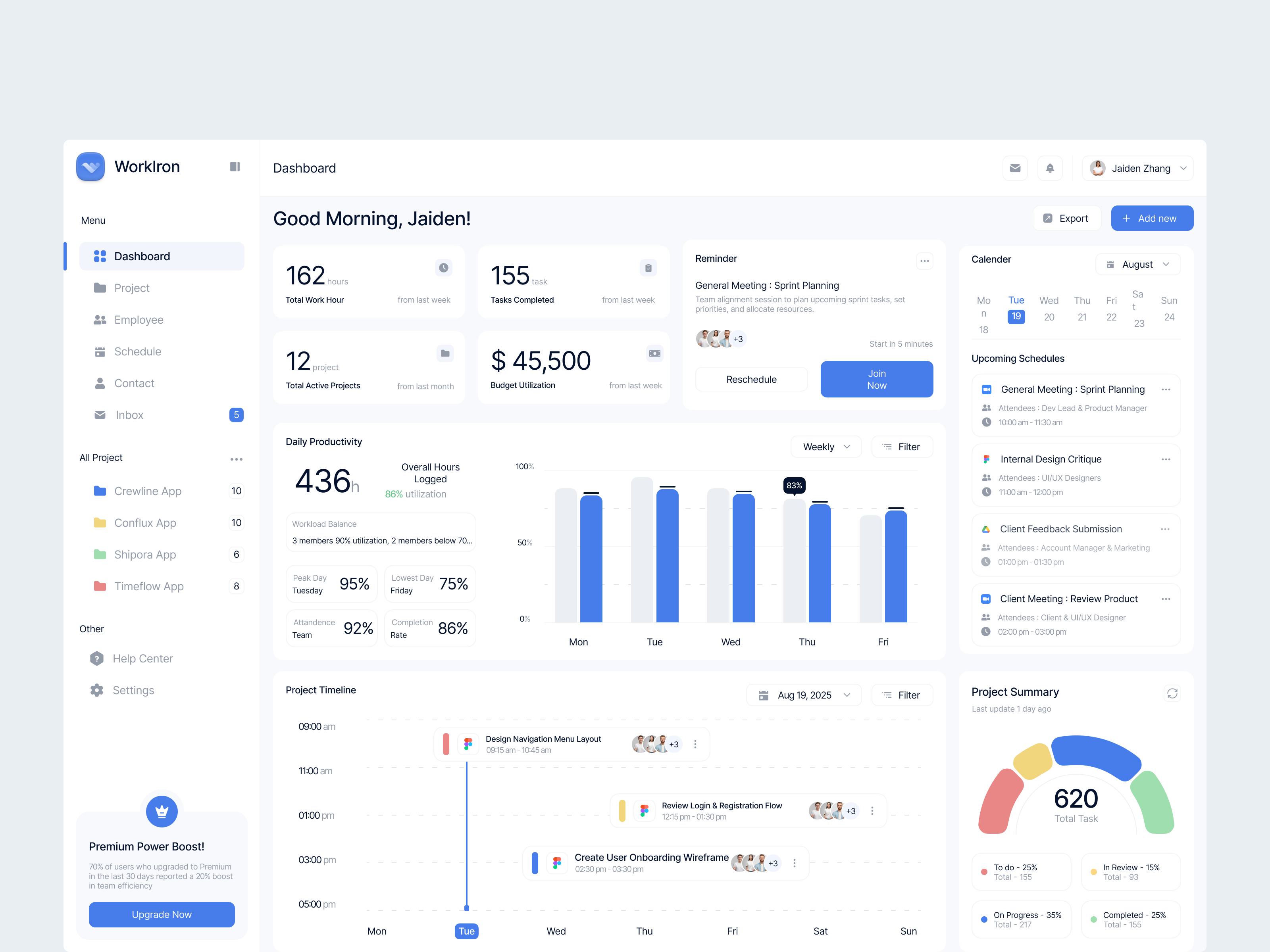 Example of Minimal Dashboard Design
