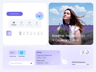 💜 EdTech Mobile App | UI Kit calendar card color design design system digital edtech healthcare logo mental health minimal mobile app product design progress typography ui ui kit ux vector web design