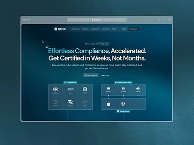 Qalea.ai ai animated gradient cibersecurity compliance figma lottie midjourney real case webflow