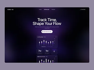 Kairo OS — Track Time, Shape Your Flow dataviz design ios landing page productdesign productivity timetracking ui web web design webdesign website