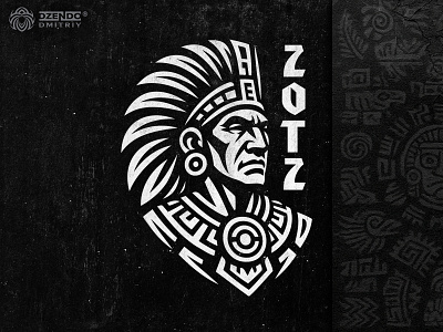 ZOTZ Aztec Tribal Chief logo aztec chief logo aztec warrior logo branding logo masculine branding maya empire logo mesoamerican glyph logo nahuatl art logo pre columbian warrior logo sacred medallion logo stone relief style logo tribal headdress logo warrior mascot logo warrior of the maya empire logo warrior profile logo