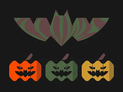 Haaalloooweeen animal bat batman camo camouflage eyes festive halloween logo mouth nature pattern pumpkin scary seed spooky symbol treat trick vegetable
