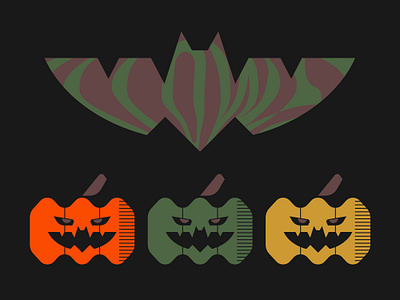 Haaalloooweeen animal bat batman camo camouflage eyes festive halloween logo mouth nature pattern pumpkin scary seed spooky symbol treat trick vegetable