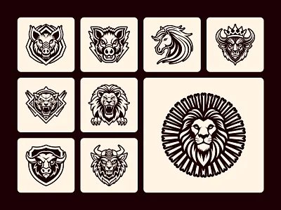 Animal Logo Bundle animal art artwork character creature design digital art glyph iconography logo logo branding mascot nature pet print solid symbol tattoo vector wildlife