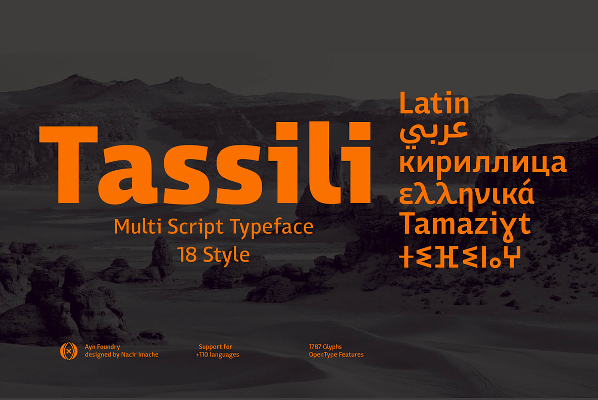 Example of Tassili: Multi-script Typeface