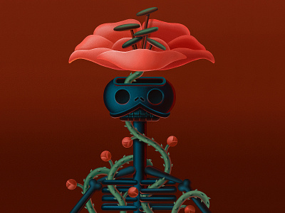 Skeleton characrer design character characterillustration dayofdead dead flower illustration marymaka plant scull skeleton