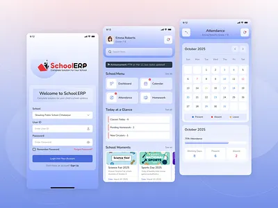 SchoolERP – Parent App Redesign app app design clean education education app ui mobile app parent app school app school app design school management app school management software school management system student management app task management app uiux