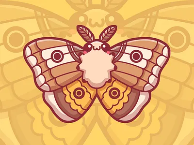 Kawaii Emperor Moth Mascot - Character Illustration animal illustration animal logo cartoon cartoon logo character cute cute logo emperor moth graphic design illustration kawaii kawaii logo moth