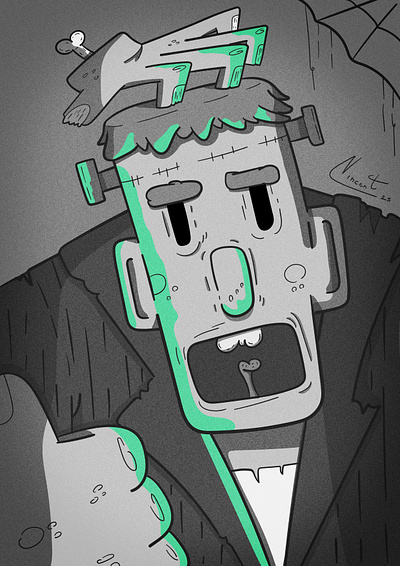 Frankenstein portrait adobe black colorpalette frankenstein gray halloween horror illustration illustrator noise photoshop portrait rebound white