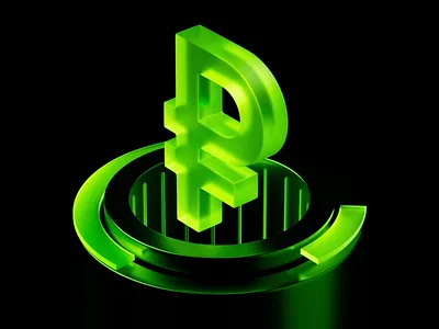 Ruble 3d animation cgi cinema 4d currency finance fintech glass green ruble