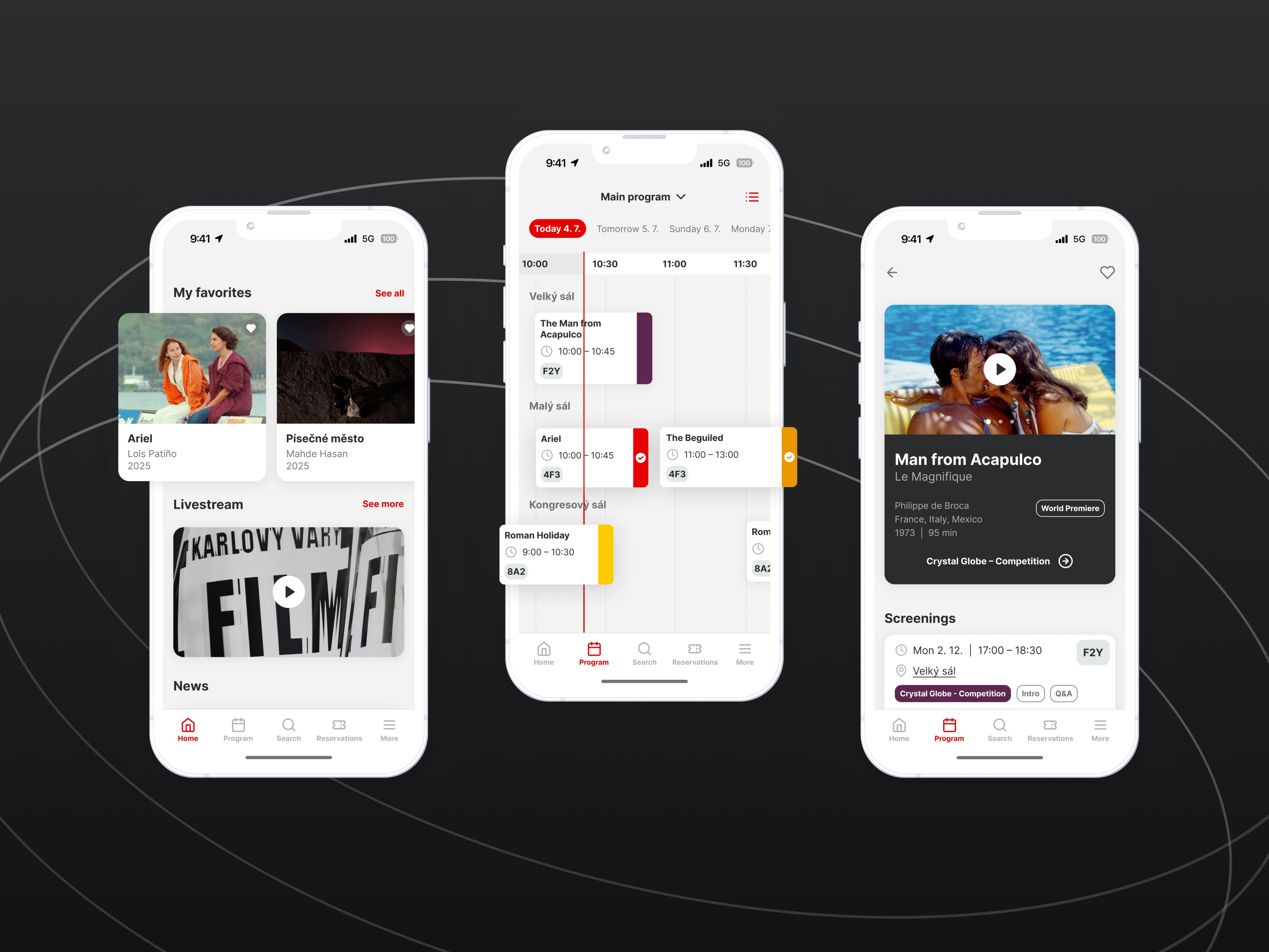 KVIFF – Digital guide to the renowned film festival app design festival mobile ui