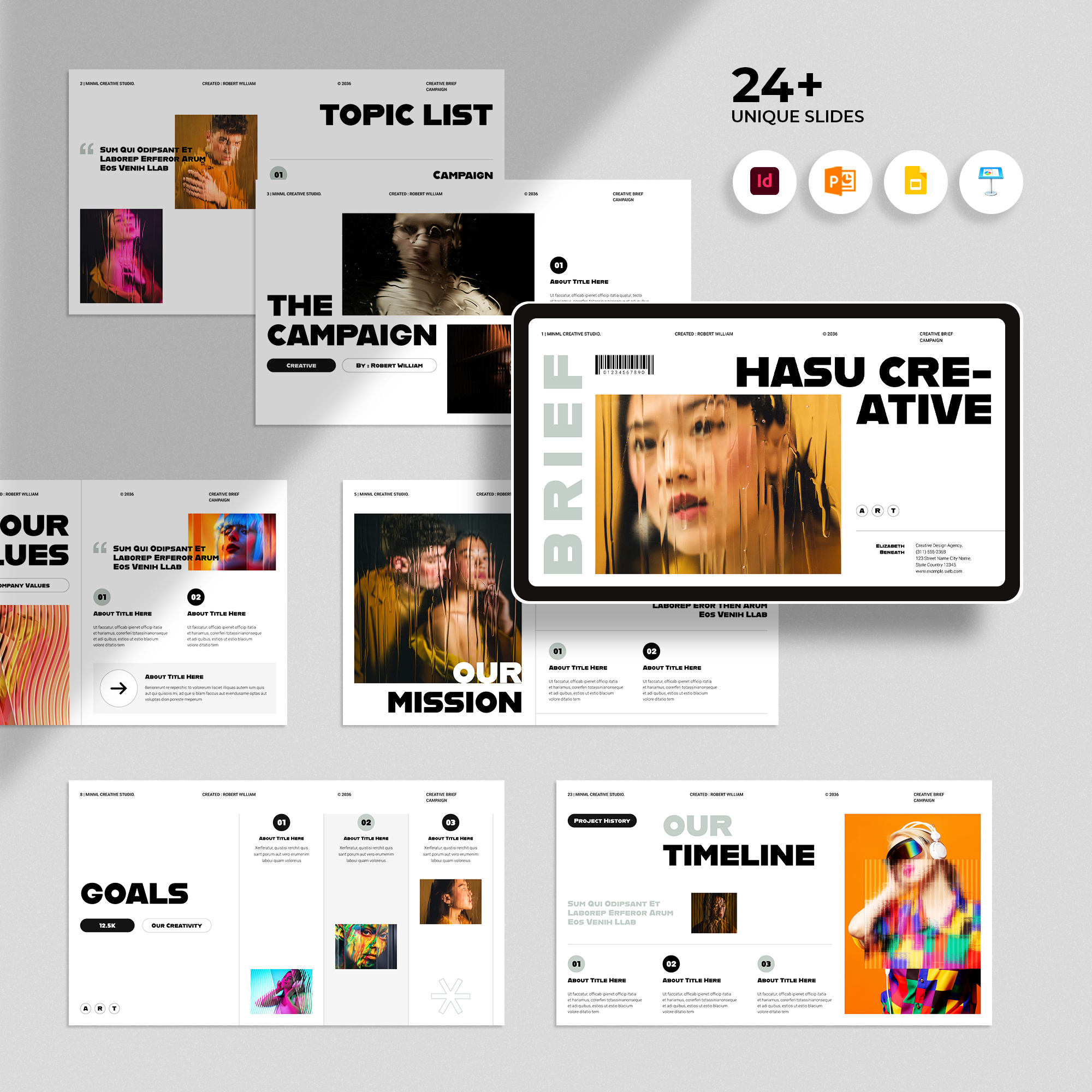 Hasu Creative Brief Presentation Template 3d agency animation architect art decoration brand branding business catalog creative design graphic design illustration interior minimal minimalist portfolio presentation template ui
