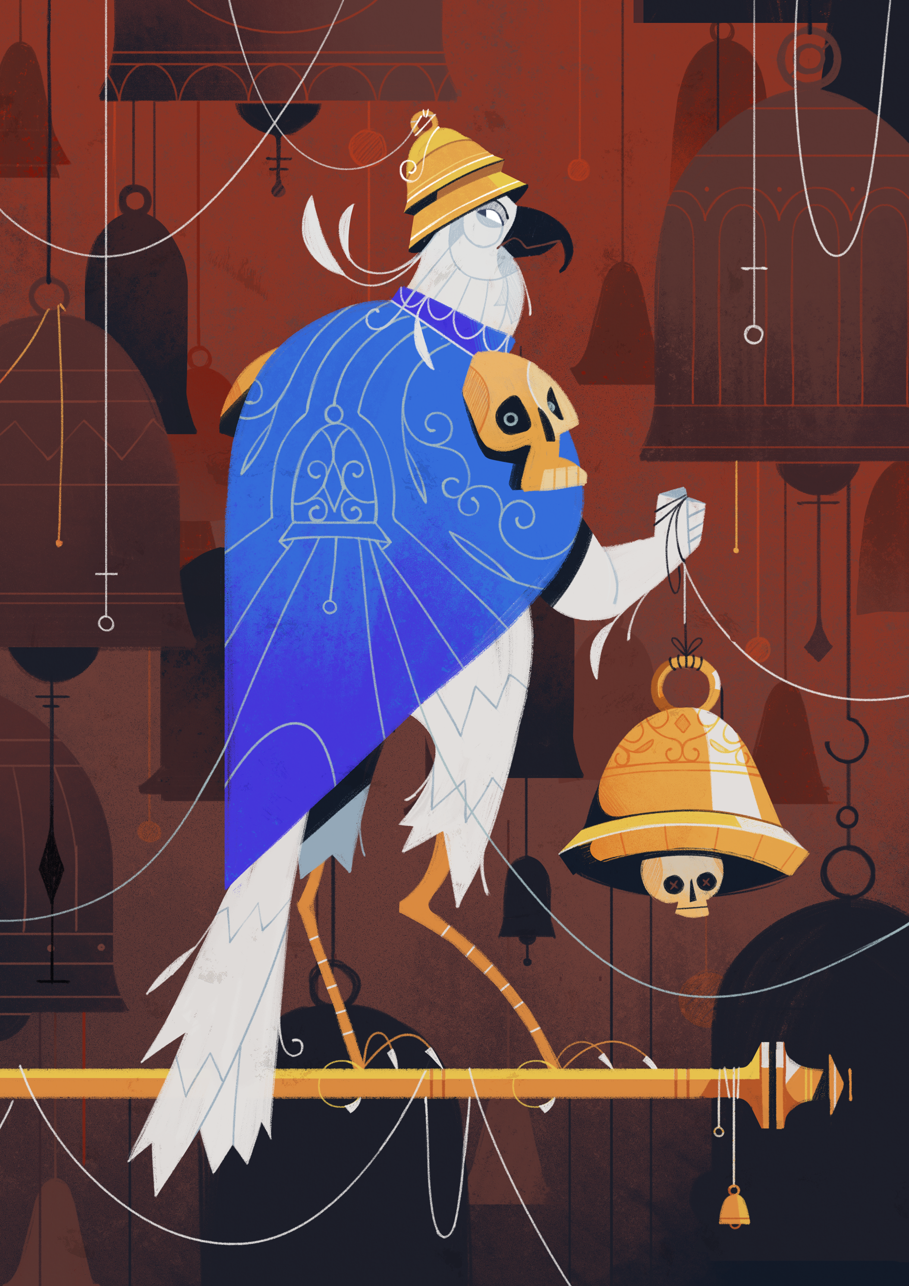 Bell-ringer 2d illustration bell bird character character design cloak darkfantasy fantasy illustration halloween illustration illustration art monster notbear notbear.co poster power scary skull spooky trickortreat