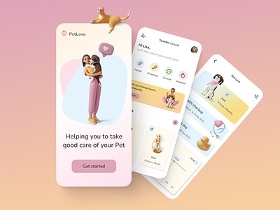 Pet Care mobile app concept app design figma pet typography ui ux