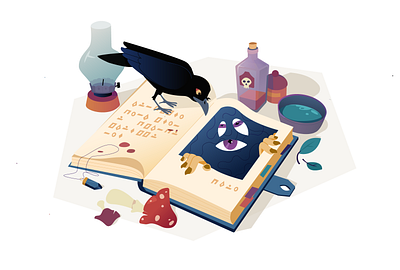 When stories come alive 2d illustration book character design eyes fantasy halloween illustration magic raven scary spooky story witch