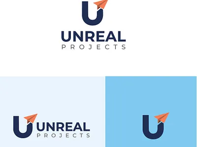 Unreal Projects - U Letter Logo with Paper Plane airplane brandidentity branding brandmark cleandesign corporate creative flatdesign identity letteru logo logodesign logomark mark minimalist modernlogo paperplane travel uletter vectorlogo