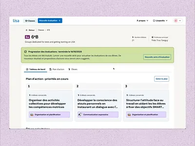 Class dashboard - Lisa platform anais maxin class dashboard dashboard ui dashboard web guillaume verguin interface mental health mental health dashboard mental health platform design mental health web santé mentale santé mentale dashbooard santé mentale platform web ui ux ui uxui web web dashboard web design