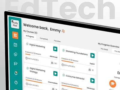 AI-powered learning dashboard ai ai platform courses dashboard e learning edtech saas uxui design visual design web design