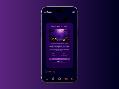 Halloween Event Card Design app design application design event card figma halloween halloween event halloween event card ui uiux user experience user interface ux