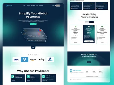 PayGlobal – Global Payment Platform Landing Page 3d finance graphic design product ui webdesign