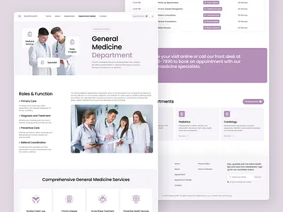 Medihealth Department Page - Framer Website clinical website digital health framer health care ui healthtech hospital interactive website medical website modern ui nocode responsive ui design ui inspiration ui showcase ui trends uiux ux design web design web development