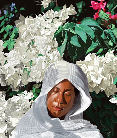 Under the blossoms artistsondribble colorfulart creativeillustration digitalartwork digitalillustration dribbbleillustration illustrationartist procreateart