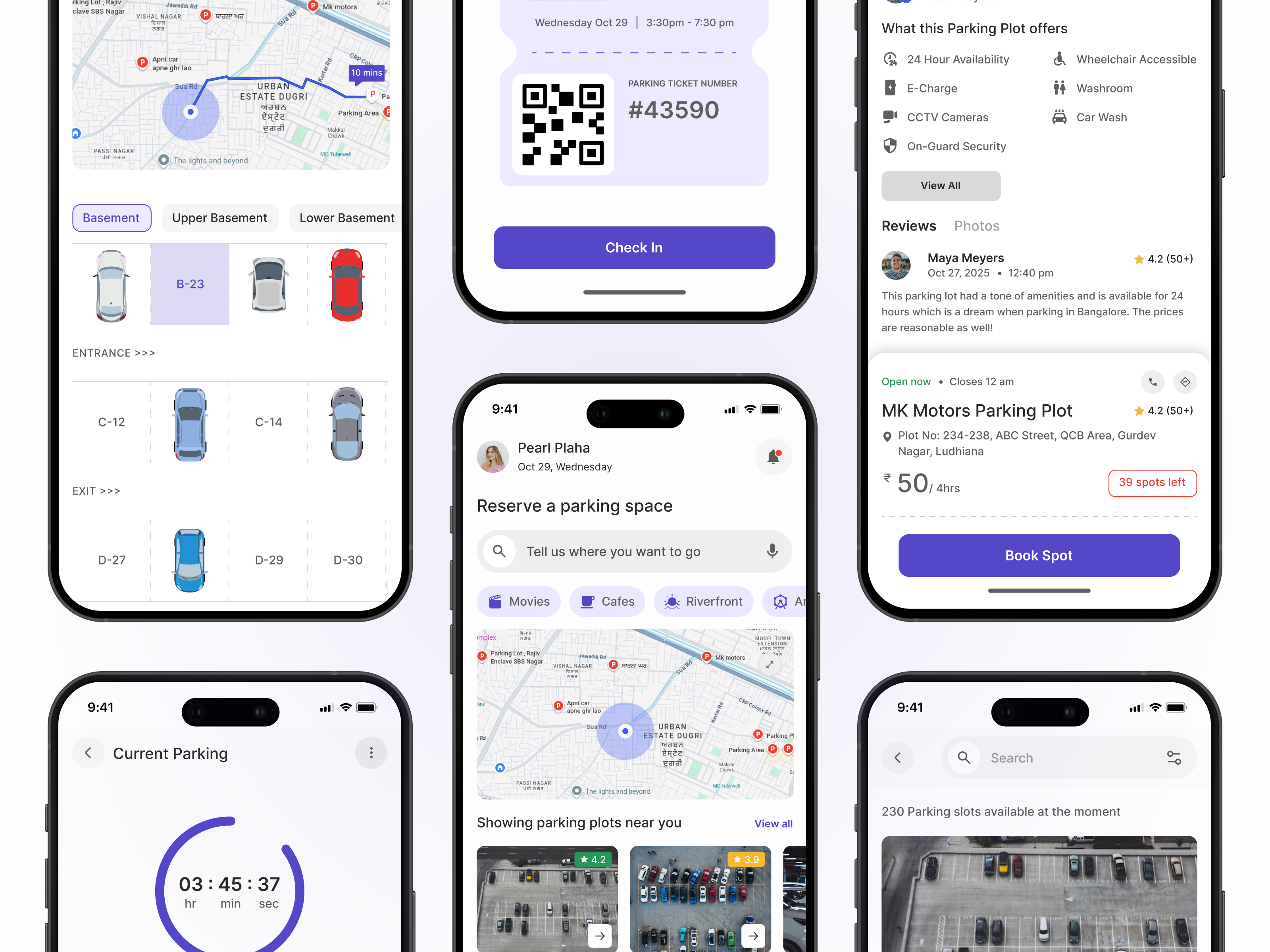 Find & Reserve Parking App bike booking bus car driving figma minimal mobileapp navigation nearby parking parking app scooter search parking transport truck ui uiux vehicle