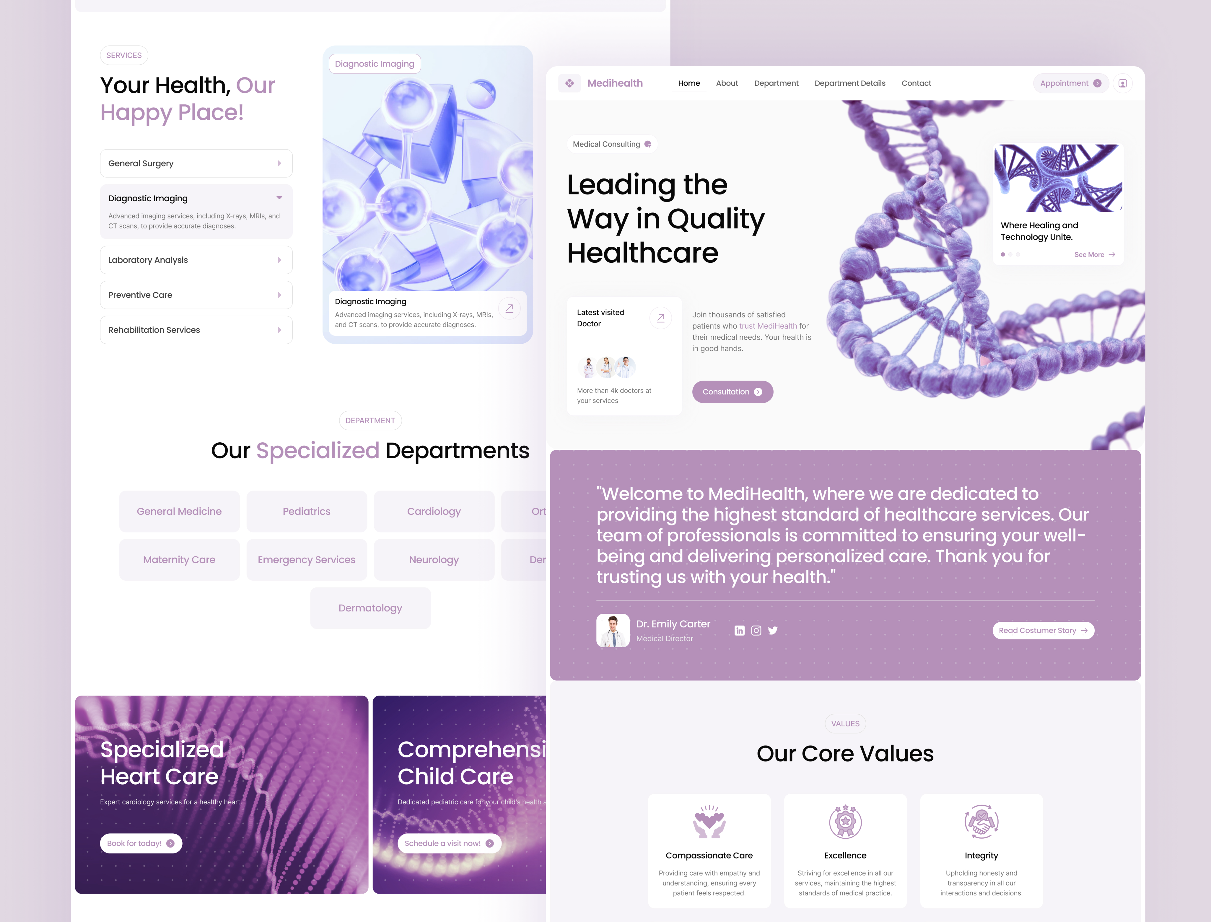 Medihealth Homepage - Framer Website business website digital health framer healthcare hospital landing page medical modern website no code responsive ui design ui inspiration ui showcase ui trends uiux ux design web design website design