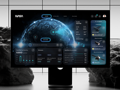 Panel Web NASA - UI Concept ai artificial intelligence branding innovation inspiration minimalism panel dashboard planet realistic technology trend ui dashboard ui design ui futuristic ui web universe user interface ux design