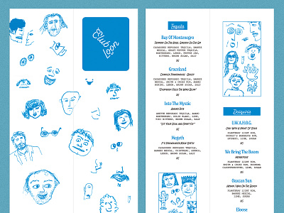 Club Loon Cocktail Menu cocktail menu menu print design