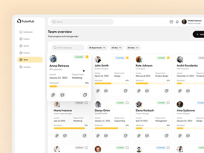 Team Management Dashboard clean design dashboard design hr interface product design team management ui ux web app