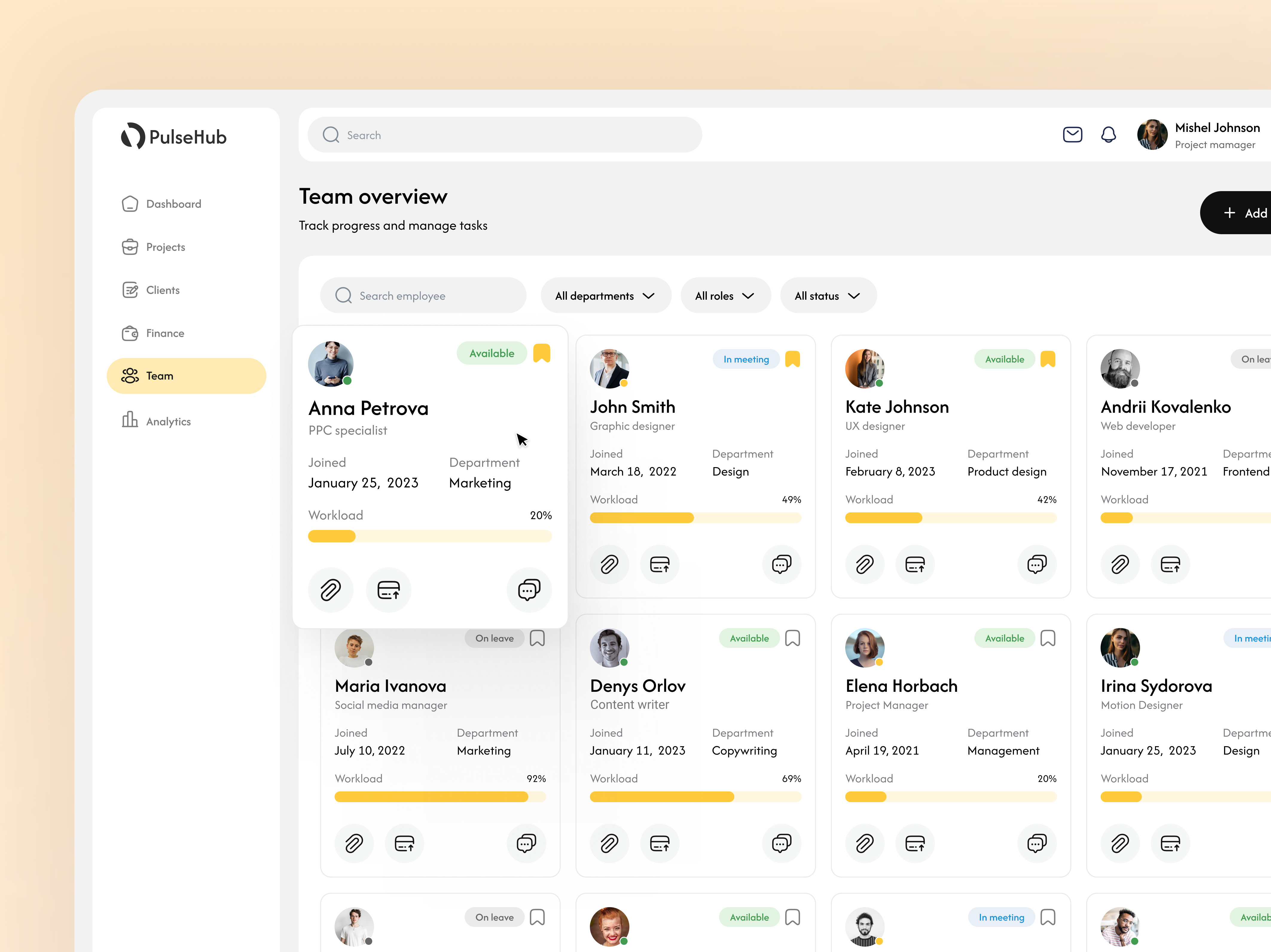 Team Management Dashboard clean design dashboard design hr hr platform interface modern ui product design professional design saas team management ui uiux design ux web app