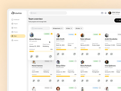 Team Management Dashboard clean design dashboard design hr hr platform interface modern ui product design professional design saas team management ui uiux design ux web app